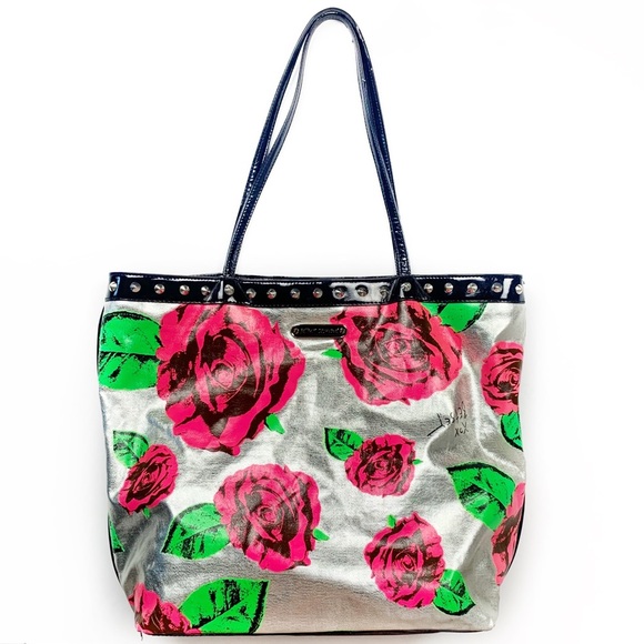 Betsey Johnson Handbags - Betsey Johnson Neon Metallic Silver Tote